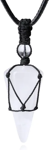 Miniatura 14 de XIANNVXI Collar puntiagudo con piedra de cristal curativo, cuerda negra ajustable, collar con colgante de piedras preciosas naturales, joyería