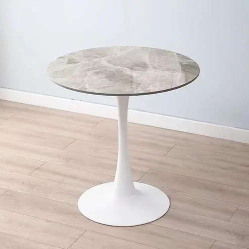 Miniatura 12 de HM&DX Mesa de comedor redonda con parte superior de mármol sintético y base de pedestal, moderna mesa de ocio para bar, mesa auxiliar de espacio