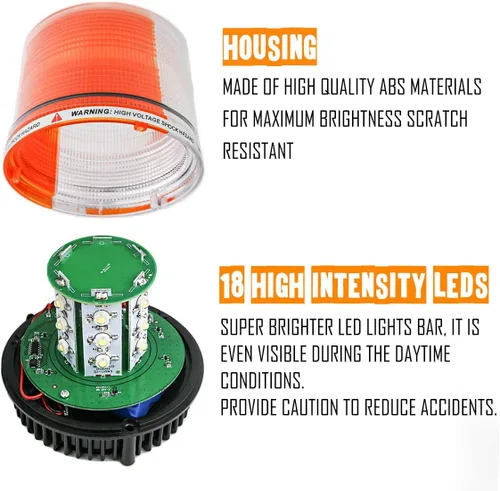 Miniatura 5 de Baliza Giratoria Inalámbrica Ámbar/Blanca Naranja con Batería, Luz de Advertencia Estroboscópica LED para Techo Superior, Luces de Emergencia