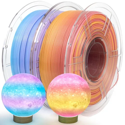 Miniatura 21 de IEMAI Paquete de filamento PETG de 0.069 in, filamento de impresora 3D multicolor translúcido degradado de hasta 23.622 in/s de impresión rápida, 4