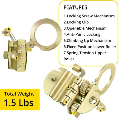 Miniatura 2 de TRSMIMA Cuerda Grab Protección contra Caídas – Agarres de cuerda de doble bloqueo automático utilizados con cuerda de 5/8 pulgadas característica