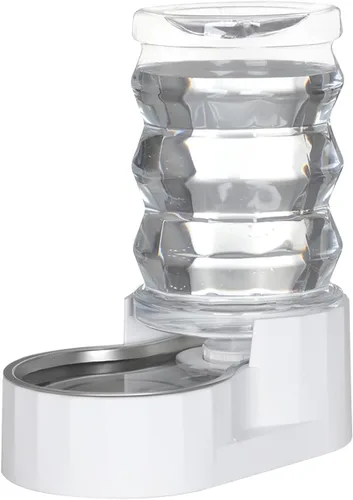Miniatura 21 de RIZZARI Dispensador de agua grande para perros: 8L de gravedad elevada en negro, dispensador automático de acero inoxidable con cepillo Perla