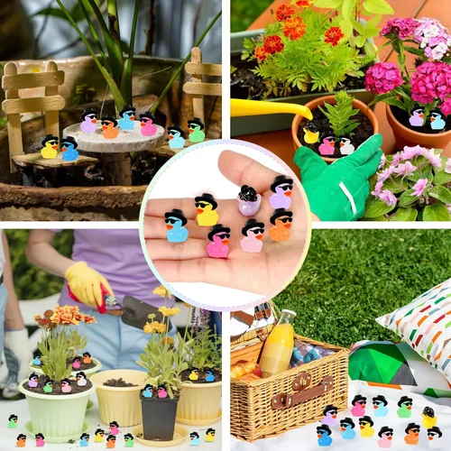 Miniatura 6 de Barydat 150 piezas de mini patos de vaquero de resina a granel, pequeñas estatuas de pato pequeñas para ocultar con sombreros, gafas para fiesta