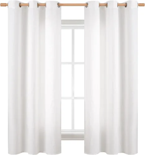 Miniatura 32 de BGment Cortinas de Lino Beige de 63 Pulgadas de Largo 2 Paneles - Tratamientos para Ventanas con Textura de Arpillera Filtrantes de Luz Cortinas