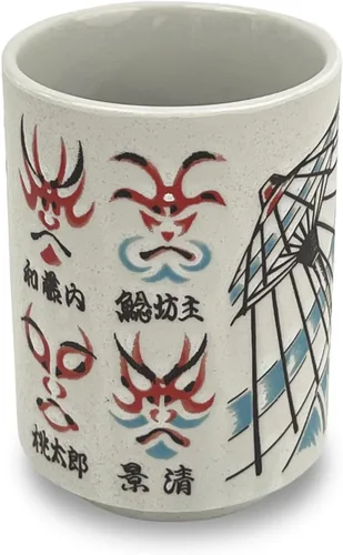Miniatura 4 de Taza de té japonesa - Cerámica 9 fl oz, Yunomi taza, sushi hecho en Japón (C3-16 Kabuki sukeroku)