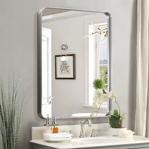 Miniatura 36 de NicBex Espejo de tocador de baño de 32 x 22 pulgadas, espejo de pared con marco de aleación para tocador de baño, dormitorio, pasillo y decoración