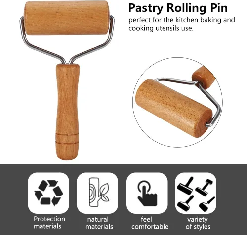 Miniatura 4 de Rodillo de pastelería y pizza Baker Roller Utensilios de cocina de madera para hornear (2)