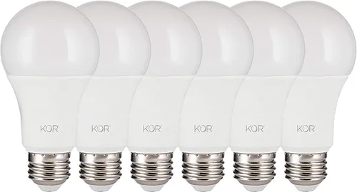 KOR Bombillas LED equivalentes a 100 W, 15 W, 1500 lúmenes, luz blanca diurna 5000 K, no regulable, base estándar A19 E26, vida útil de 10000 horas,
