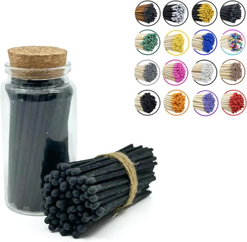 Fósforos en un frasco | Más de 60 cerillas | Cerillas decorativas con base de fricción | Portacerillas para chimenea de larga duración | Botella de