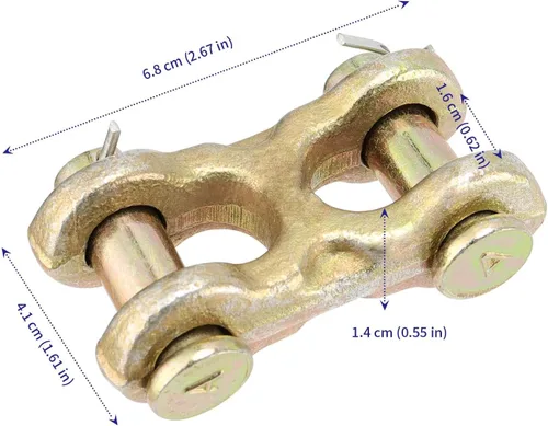 Miniatura 2 de SOUJAP 4 paquetes de eslabones de horquilla gemela de 3/8 pulgadas, enlaces de reparación de cadena de seguridad forjados G70 chapados en zinc