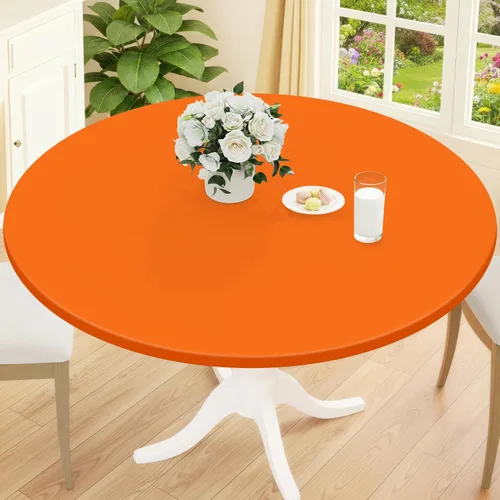 Miniatura 33 de Smiry Mantel redondo de pícnic, fundas de mesa elásticas impermeables para mesas de 18 a 24 pulgadas, manteles de vinilo con parte trasera