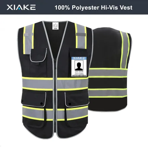 Miniatura 2 de XIAKE Chaleco de seguridad reflectante para hombres y mujeres, chaleco de alta visibilidad clase 2 con bolsillos, cumple con las normas ANSI Ribete