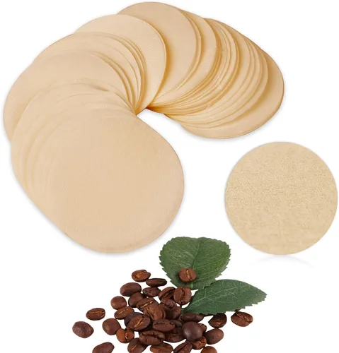 CEYAZYE 200 piezas de papel de filtro de café redondo, filtros de café desechables de 2.205 in, filtro de cafetera Moka para máquina de espresso,