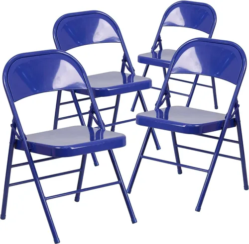 Miniatura 12 de Flash Furniture HERCULES COLORBURST Series - Silla plegable de metal con triple refuerzo y doble bisagra, color azul cobalto