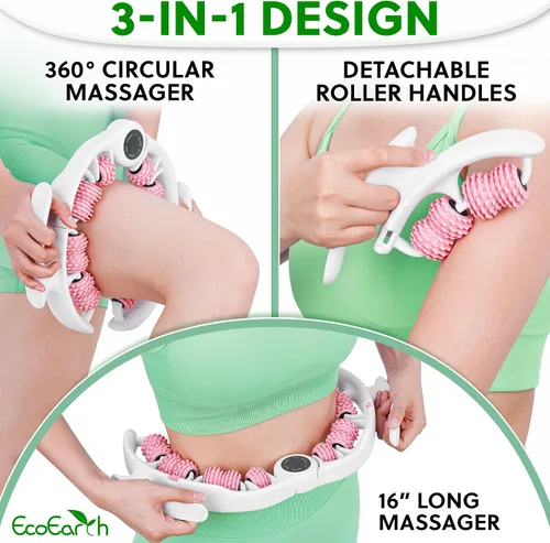 Miniatura 2 de EcoEarth - Masajeador de celulitis de liberación miofascial - Verde - Rodillo de masaje de drenaje linfático - Herramienta de terapia de masaje