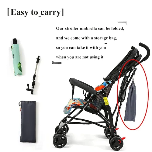 Miniatura 4 de Sombrilla universal para bebé, cochecito de bebé, protección solar para cochecitos, paraguas impermeable para carritos, bicicleta, silla de ruedas