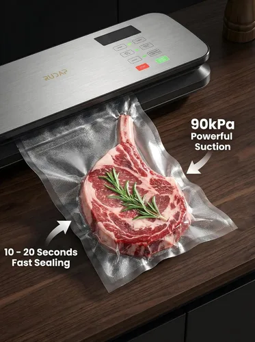 Miniatura 3 de Sellador al vacío para alimentos, potente máquina selladora al vacío de 90 kPA con báscula digital de cocina, sellador al vacío de alimentos 12 en 1
