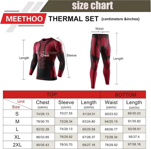 Miniatura 6 de MeetHoo Conjunto de ropa interior térmica para hombre, ropa de invierno para hombre, capa base de capa base larga