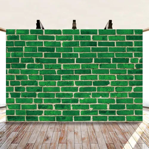 Miniatura 4 de Renaiss Telón de fondo de pared de ladrillo verde de 5 x 3 pies para fotografía, fondo de ladrillo de piedra con temática vintage, baby shower