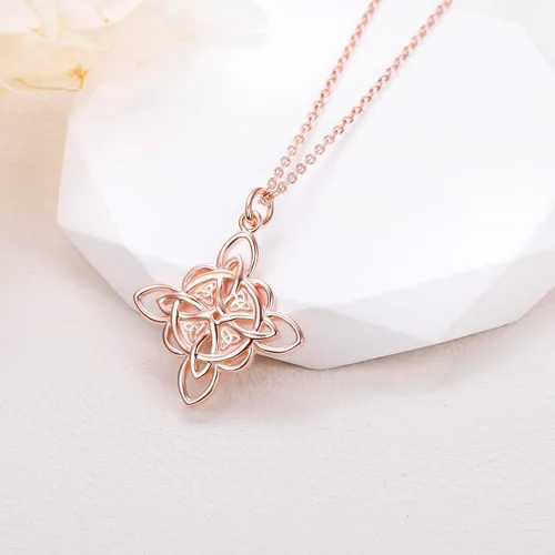 Miniatura 16 de FLYOW Collar con colgante de nudo celta de plata de ley 925 de buena suerte irlandés para mujer, regalo de cumpleaños y graduación