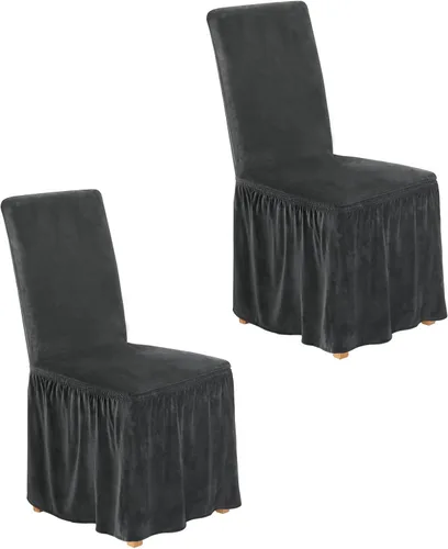 Miniatura 26 de NICEEC Fundas de silla de elastano para sillas de comedor, juego de 6 fundas de sillas de comedor extraíbles con falda, fundas de silla de comedor