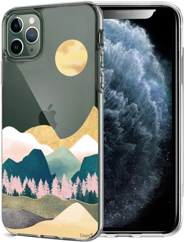 Miniatura 11 de Unov Funda compatible con iPhone 11 Pro, transparente, con diseño delgado, protector suave de TPU a prueba de golpes, patrón de flores en relieve