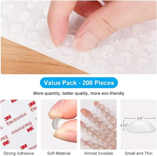 Miniatura 2 de FATLODA 400 piezas de parachoques de goma transparente autoadhesivos, almohadillas suaves para puerta de gabinete, amortiguadoras de sonido