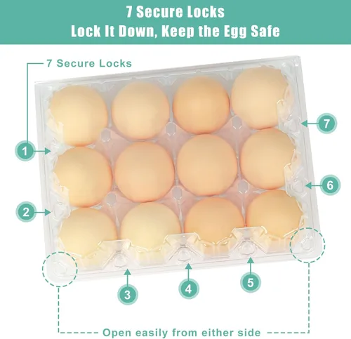 Miniatura 6 de SINLUCESCE 100 Paquetes de Cajas de Huevos Baratos a Granel, Plásticas para 12 Huevos, Cajas de Huevos Transparentes de 3 * 4 Cuadrículas, Perfectas