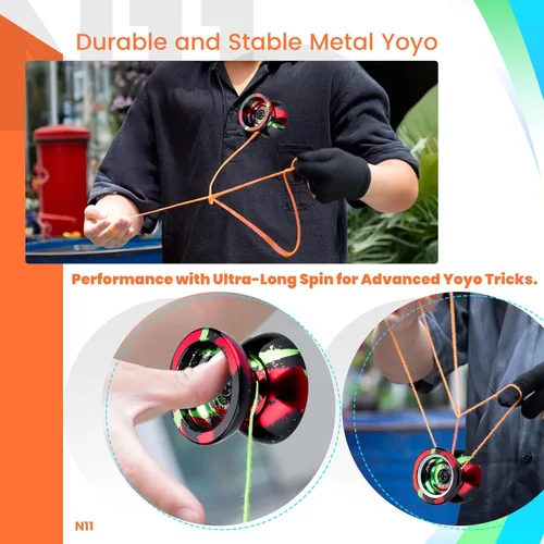 Miniatura 3 de MAGICYOYO N11 Yo-yo profesional de metal, yo-yo sensible y yo-yo no sensible de aleación para principiantes a jugadores avanzados, trucos de yo-yo