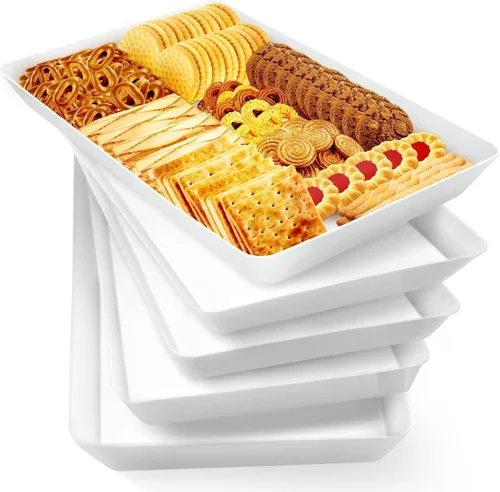Miniatura 18 de WOWBOX 4 bandejas de servir para entretenimiento, platos para servir aperitivos, frutas, galletas, postres, bandejas de plástico reutilizables