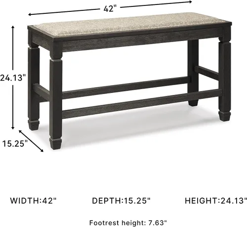 Miniatura 3 de Signature Design by Ashley Tyler Creek Urban Farmhouse - Banco de comedor tapizado con altura de mostrador, casi negro
