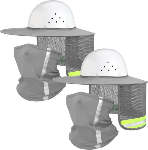 SATINIOR 4 unidades de sombrero duro de alta visibilidad, visera para el sol y polaina para el cuello, bandana con tira reflectante, accesorios para