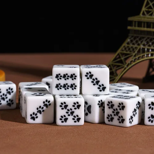 Miniatura 6 de Juego de 10 dados D6 de 16 mm, juego de dados blancos de 6 lados para juegos de mesa RPG A-white
