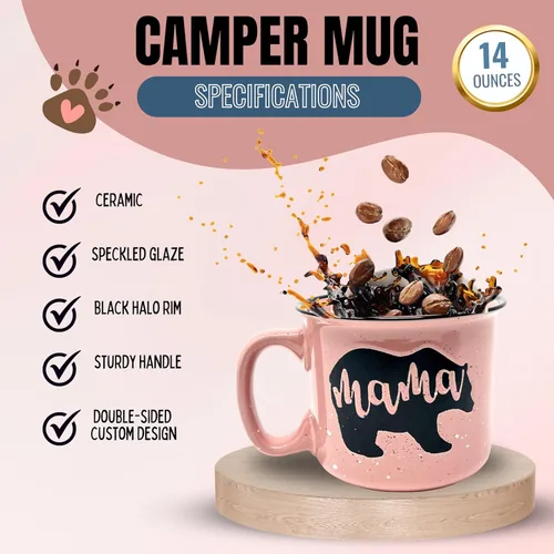 Miniatura 3 de Taza de café de cerámica Mama Bear para mamá, esposa, mujeres – Taza de cerámica coral única – Regalos divertidos para ella en el Día de la Madre