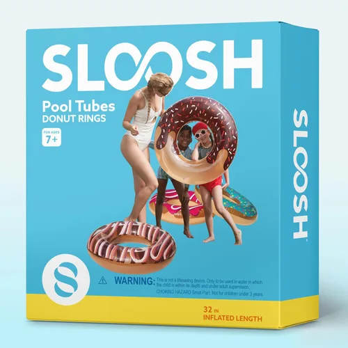 Miniatura 8 de Sloosh 4 Pack Inflatable Pool Floats, Pool Tube Rings, Swim Tubes, Floaties Toys, Beach Swimming Party Toys for Kids and Adults