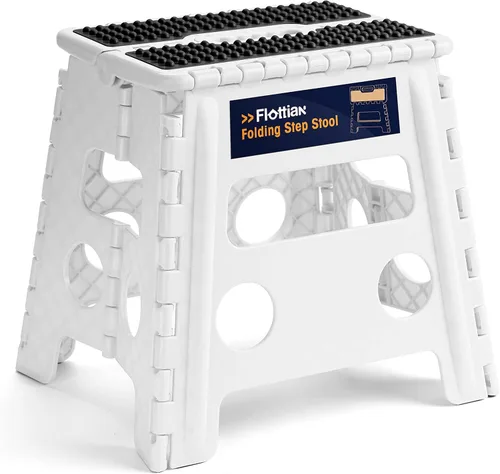Miniatura 13 de Flottian Taburete plegable de 9 pulgadas para adultos y niños con capacidad para hasta 300 libras, taburetes plegables antideslizantes con asa
