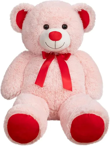 Miniatura 12 de Enorme Oso de Peluche Animal de Peluche Oso de Peluche Gigante con Lazo de Cinta Roja Juguete de Peluche de Día Regalo para Novia y Niños 36 Beige