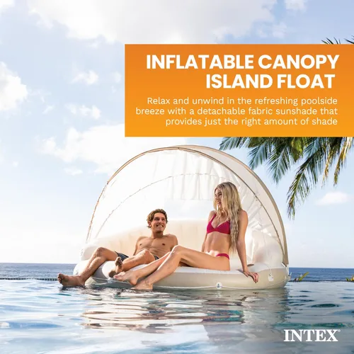 Miniatura 2 de INTEX 58292EP Canopy Island Flotador inflable para piscina: cómoda superficie de descanso - portavasos integrados - Parasol desmontable - Capacidad