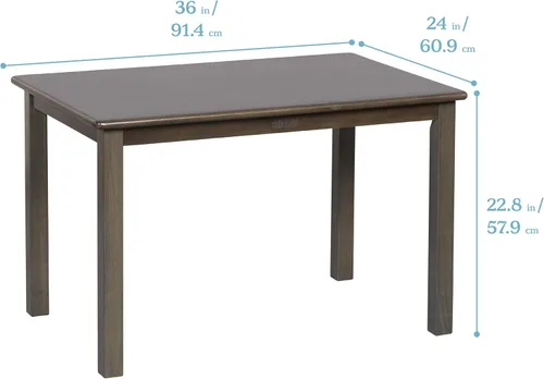 Miniatura 2 de ECR4Kids Juego de mesa y silla rectangular de madera dura de 24 x 36 pulgadas, altura de asiento de 12 pulgadas, muebles para niños, gris lavado