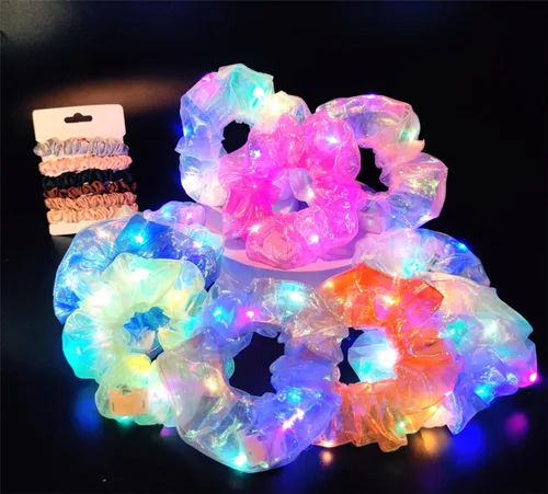 Miniatura 19 de 4 bandas elásticas para el cabello con luz LED, color verde del día de San Patricio, para mujeres y niñas, suministros de fiesta que brillan