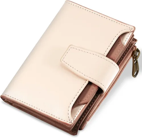 Miniatura 29 de Airkit Cartera para mujer, pequeña cartera de cuero para mujer, plegable, compacta, con bloqueo RFID, tarjetero de crédito, mini bolso de viaje