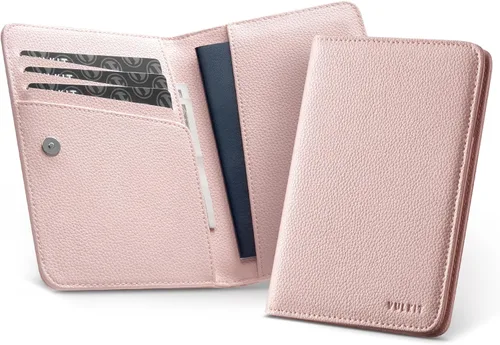 Miniatura 13 de VULKIT Soporte para pasaporte, cierre magnético, bloqueo RFID, cartera de viaje, funda para libro de pasaporte, soporte para tarjeta de embarque