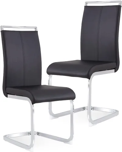 Baysitone Juego de 2 sillas de comedor modernas, sillas laterales y de cocina con asiento acolchado de piel sintética, respaldo alto, para comedor,