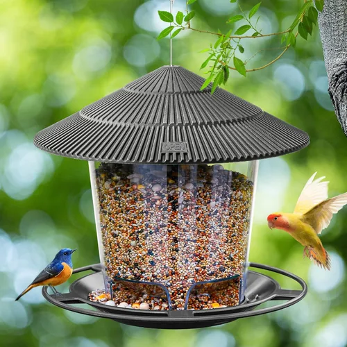 Miniatura 3 de Hanizi Comedero para Pájaros Colgante para Exteriores para Semillas de Aves Silvestres, Gris 02: Gris