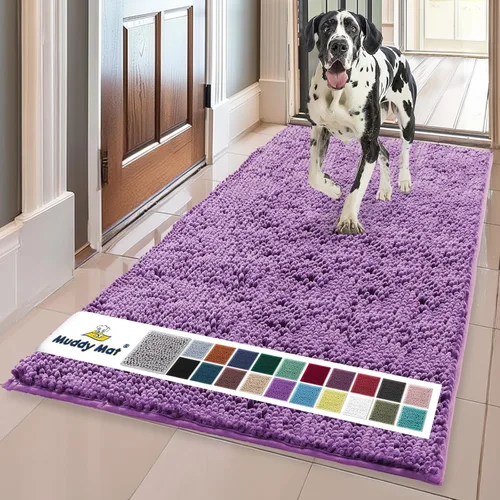 Miniatura 22 de Muddy Mat® Mostrado en la televisión - Tapete de microfibra súper absorbente para puerta de perro para patas fangosas, antideslizante y lavable