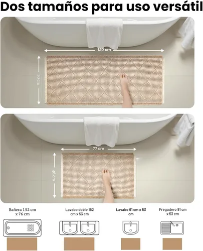 Miniatura 4 de Furicher Juego de Alfombras de Baño Waffle, Juego de Alfombras de Baño Antideslizantes de 2 Piezas, Alfombra Larga Ultra Absorbente para Baño