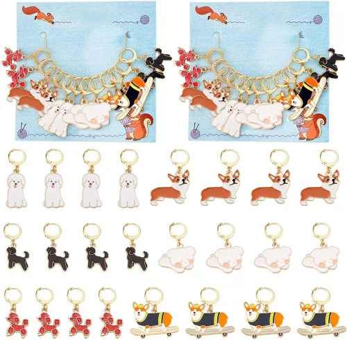 Miniatura 18 de NBEADS 2 Piezas 2 Estilos Cadenas Contador de Filas con Dijes de Abejas, Marcadores de Puntos con Números 0~9 Cuentas Acrílicas Dijes Marcadores