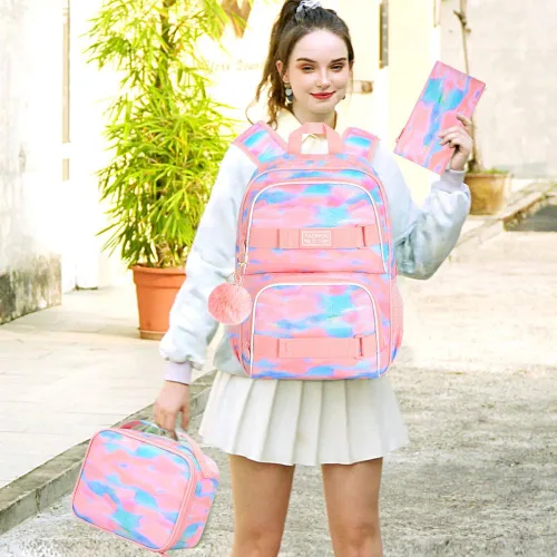 Miniatura 32 de Mochila para laptop, 16 pulgadas, bolsa escolar y bolsa de almuerzo, mochilas resistentes al agua para adolescentes, niñas, mujeres, estudiantes