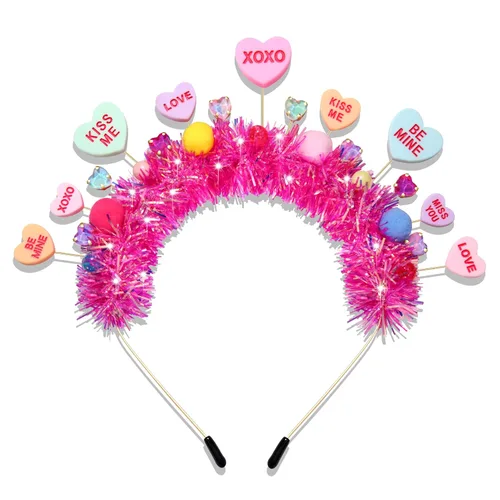 Miniatura 8 de PHALIN Diademas para el día de San Valentín para mujer, esmaltadas, para el día de San Valentín, diademas para el cabello, dulces festividades