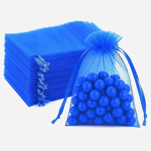 Miniatura 13 de 100 bolsas de organza transparentes con cordón para joyas, recuerdos de boda, suministros de fiesta, dulces, perfumes, cosméticos, eventos Amarillo